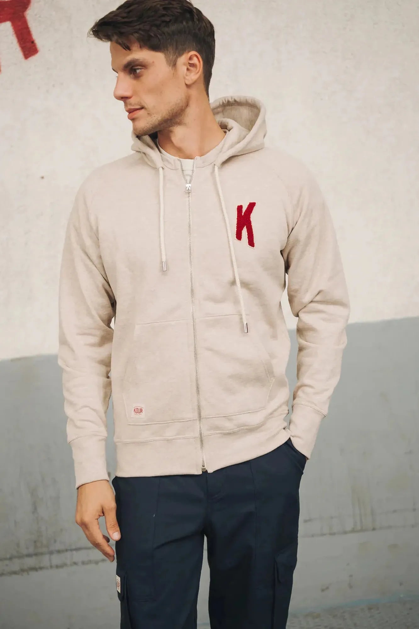 Sweat à Capuche Amande Broderie