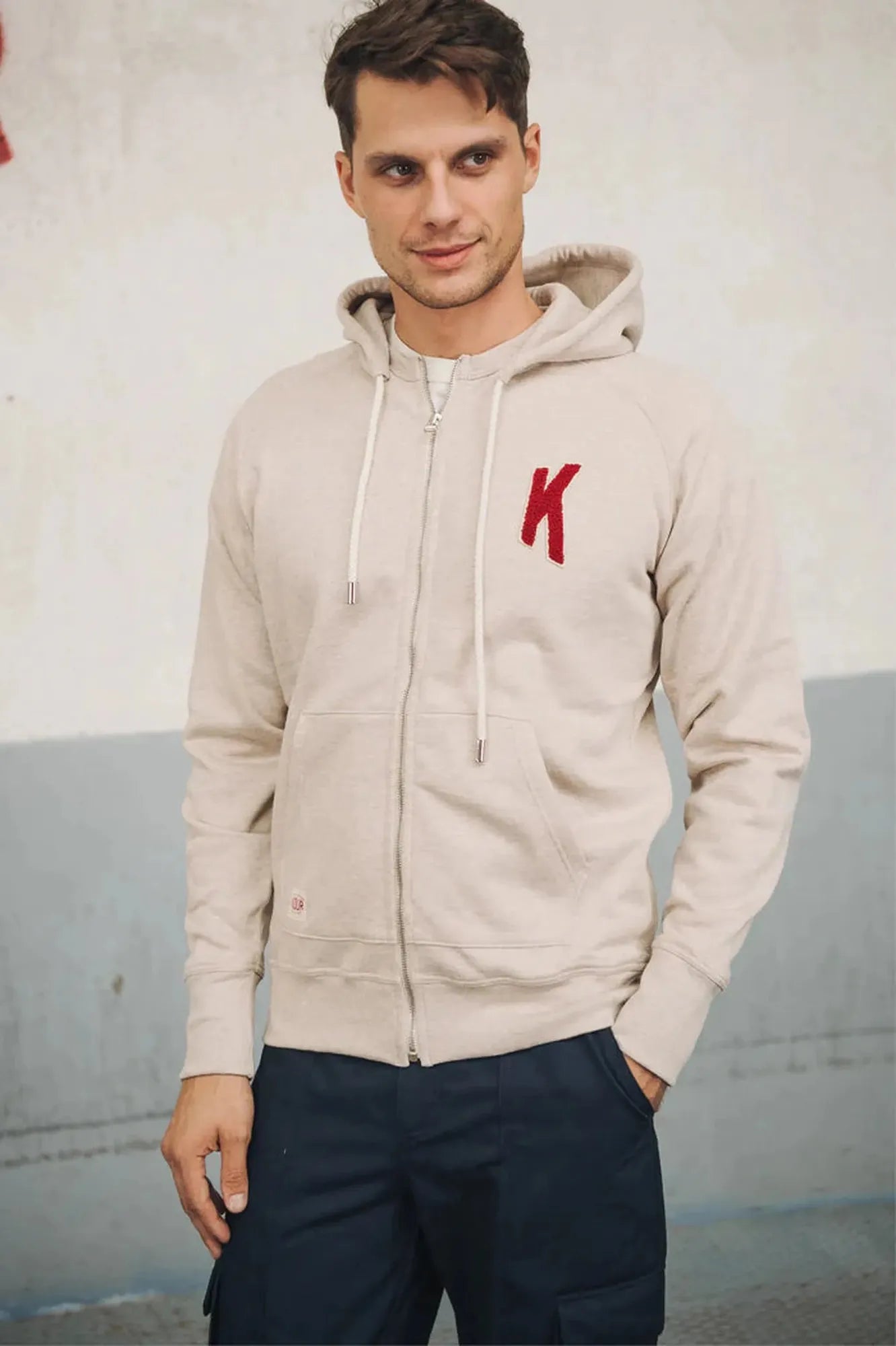 Sweat à Capuche Amande Broderie