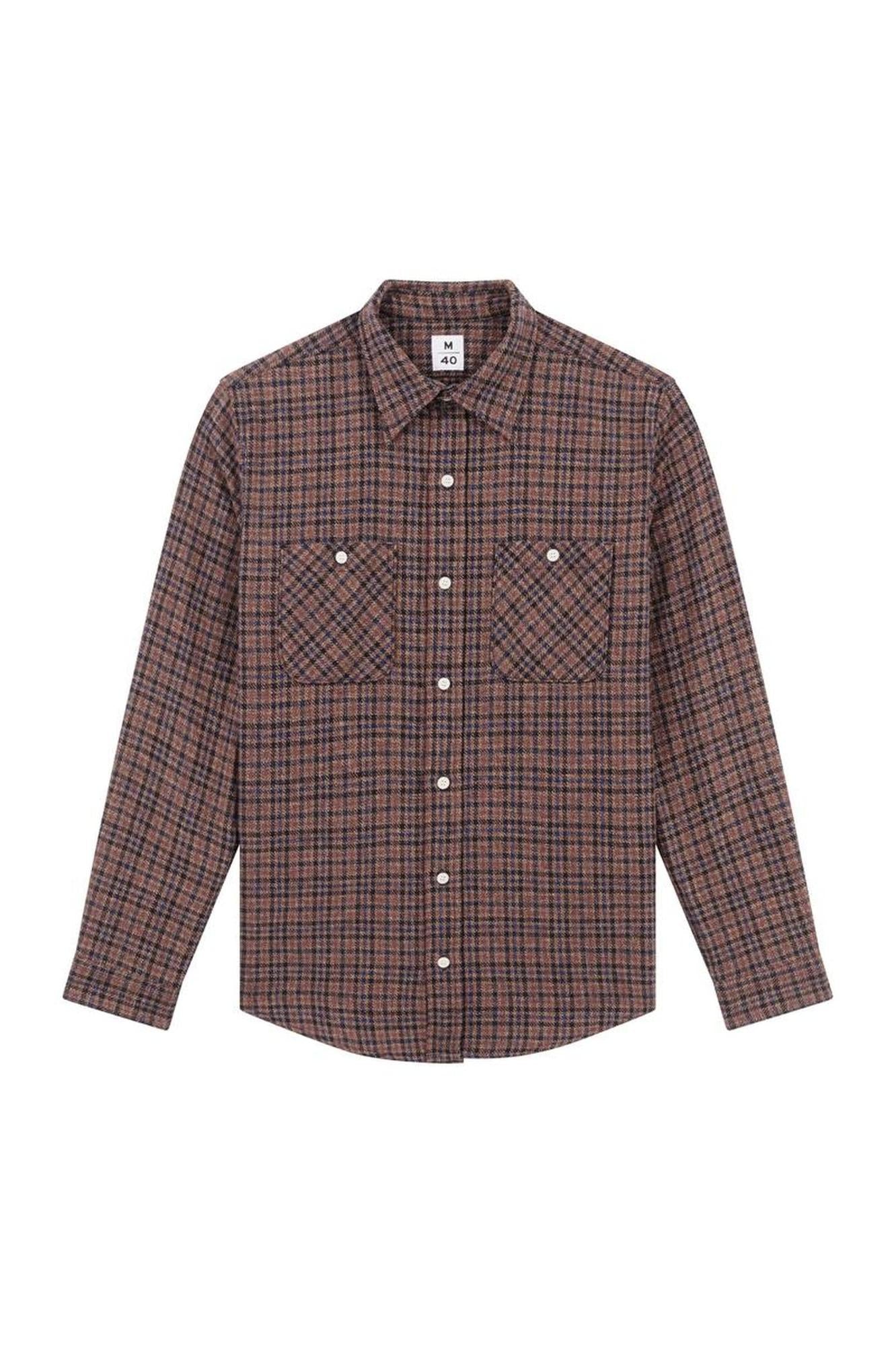 Chemise Urban Pipeline Homme Marron à Carreaux - Manches Longues - Taille L (Poitrail 47'') - 100% Coton