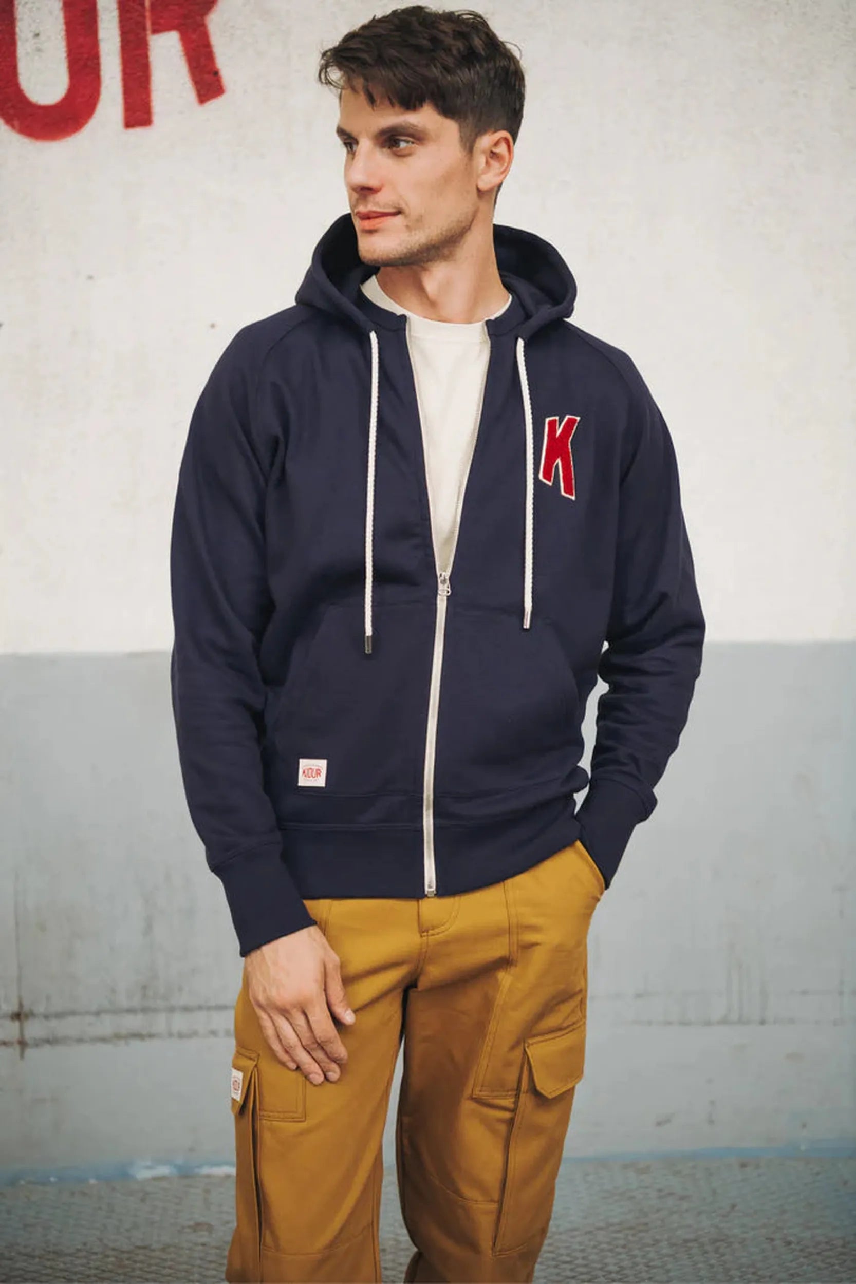 Sweat à Capuche Marine Broderie