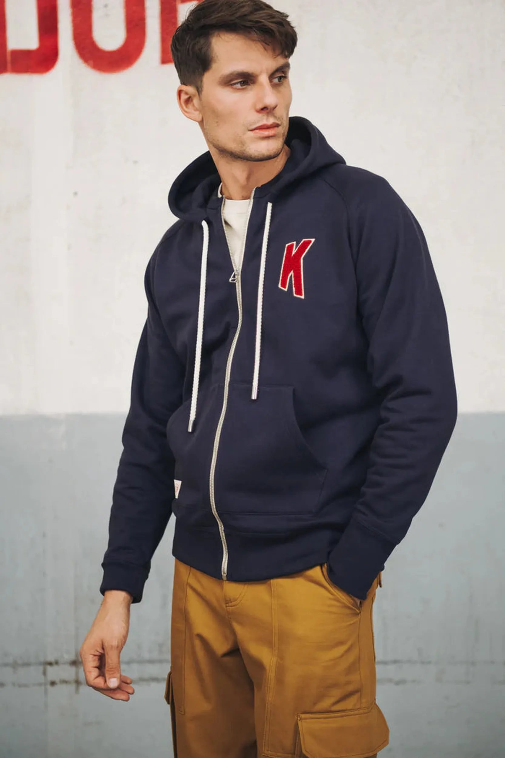 Sweat à Capuche Marine Broderie