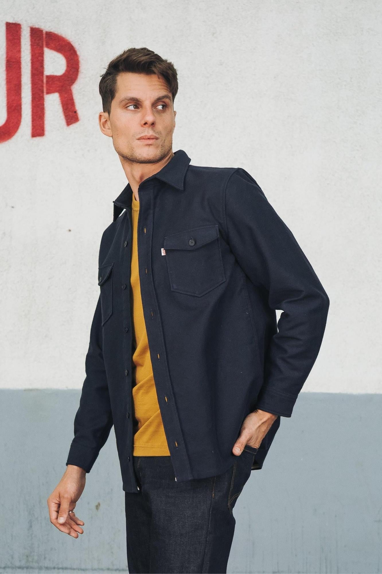 Surchemise Moleskine Grattée Marine