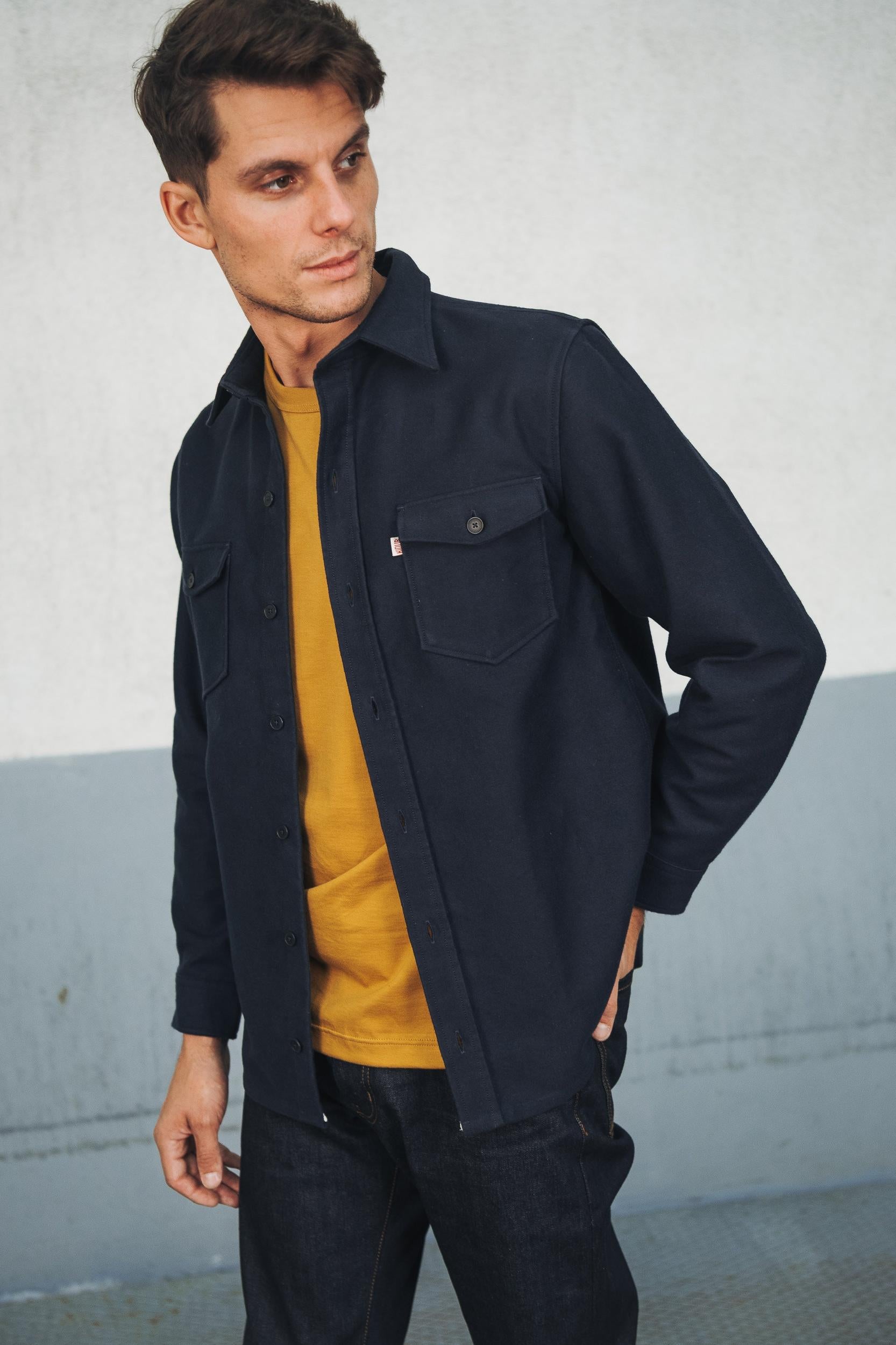 Surchemise Moleskine Grattée Marine