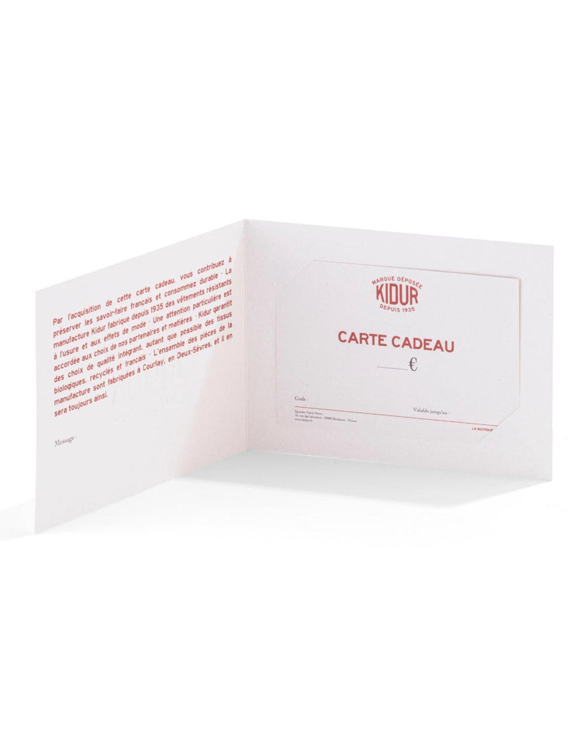 CARTE CADEAU PHYSIQUE