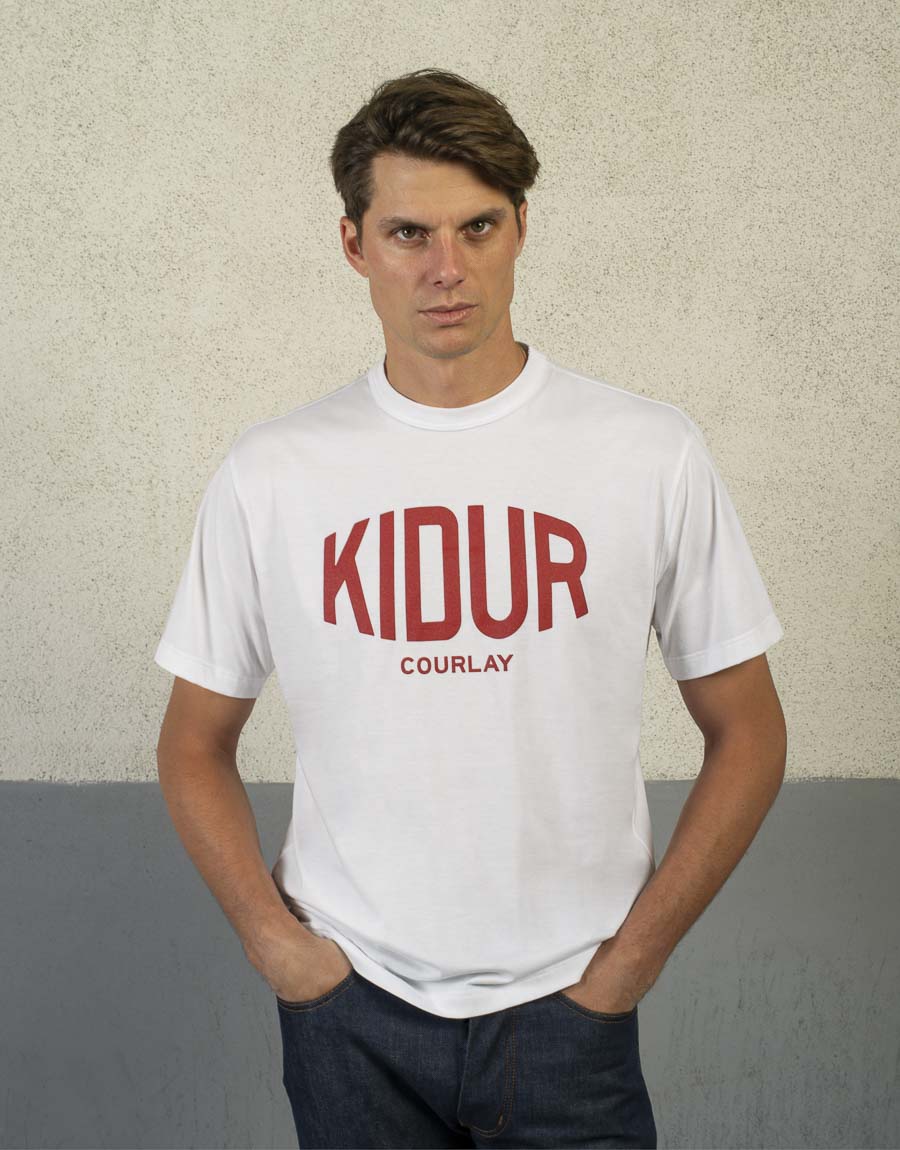 t shirt made in france blanc louis blanc logo rouge Kidur