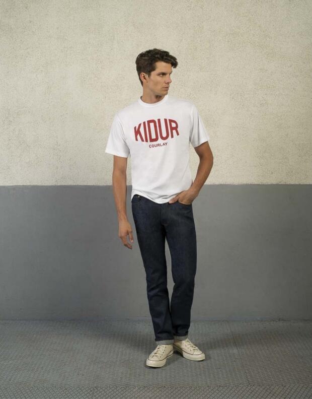 t shirt made in france blanc louis blanc logo rouge Kidur