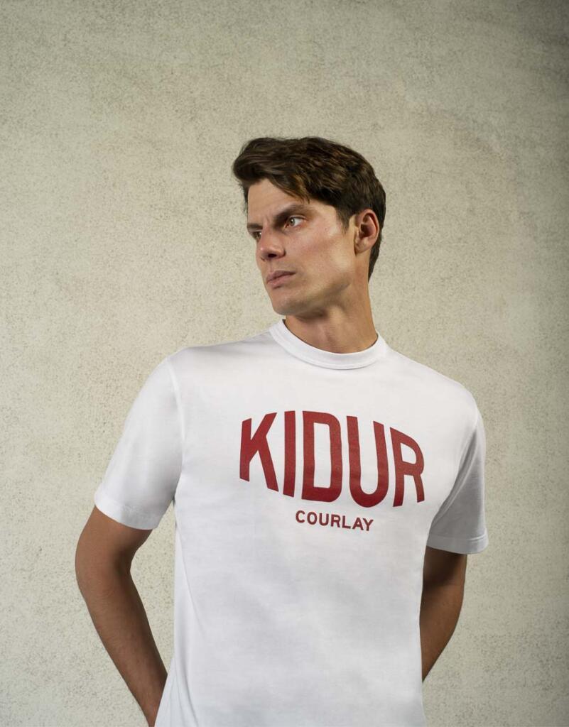 t shirt made in france blanc louis blanc logo rouge Kidur