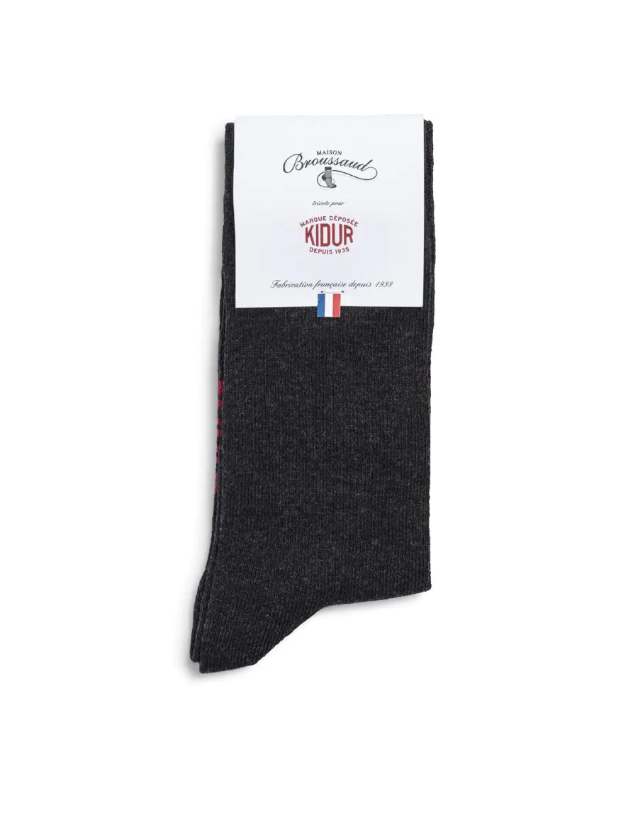 Chaussettes anthracite recyclé Maison Broussaud x Kidur