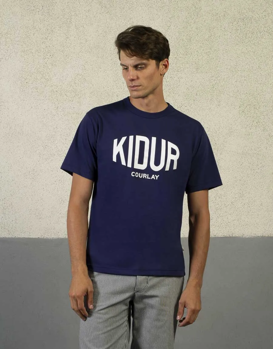 t shirt made in france blanc louis safre bleu logo blanc Kidur